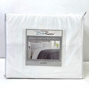 Bella Russo White Microfiber Queen Sheet Set New in Package Flat Fitted 2 Pillow